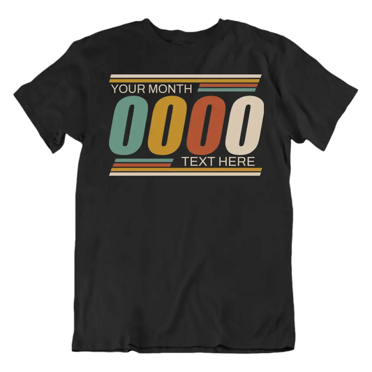 Playera Personalizada de Cumpleaños Vintage Cursiva Multicolor Font