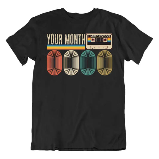 Playera Personalizada de Cumpleaños Vintage Multicolor Font Limited Edition Mixtape