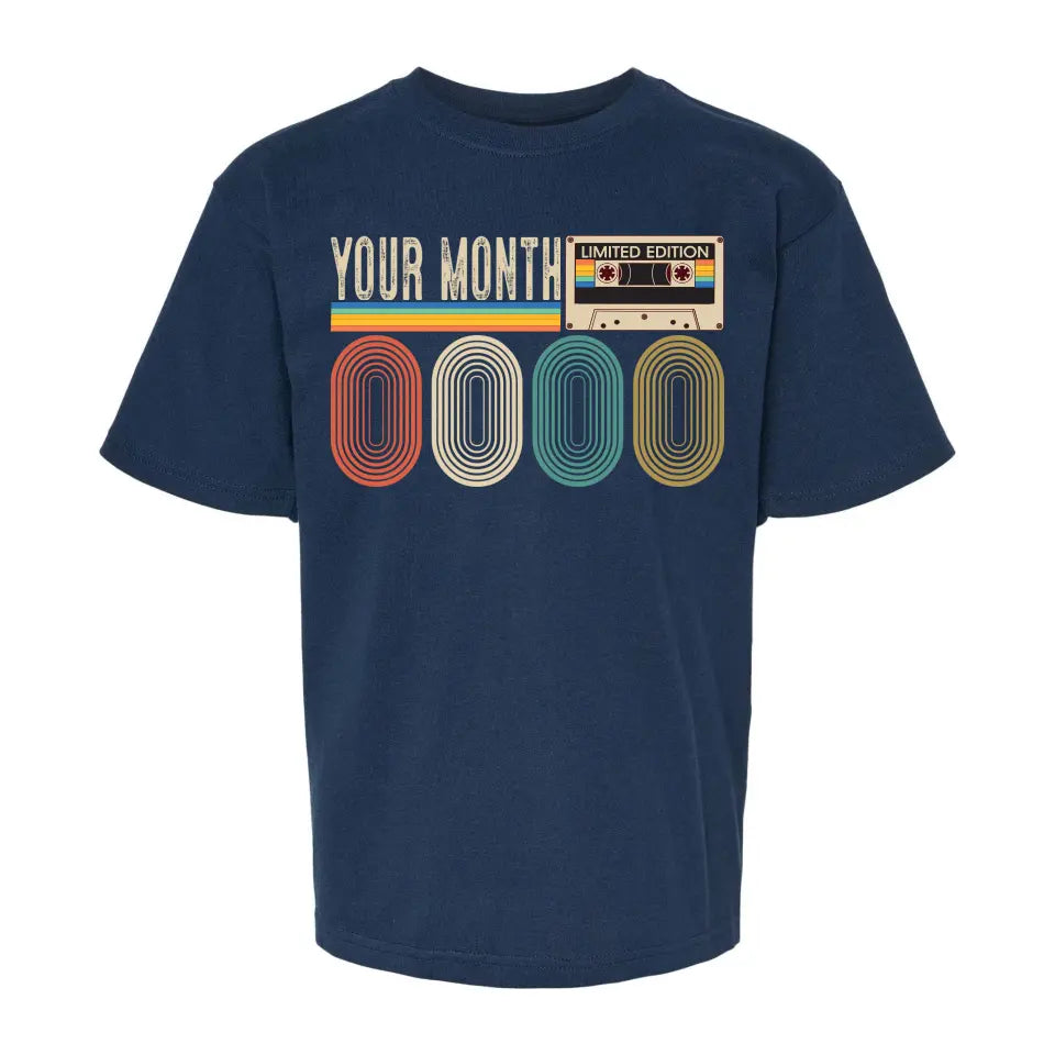 Playera Personalizada de Cumpleaños Vintage Multicolor Font Limited Edition Mixtape
