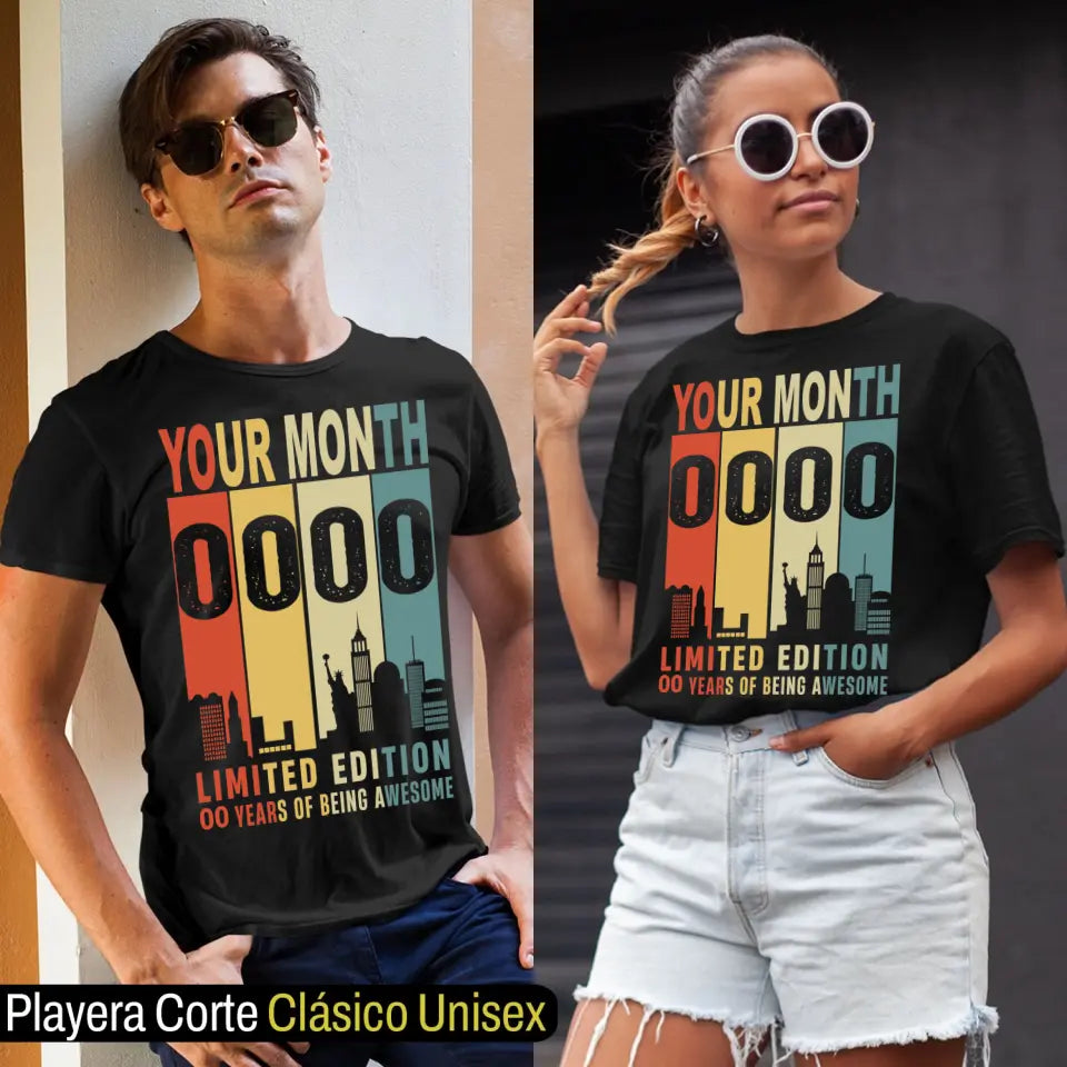 Playeras Personalizadas de Cumpleaños Limited Edition Years of Being Awesome