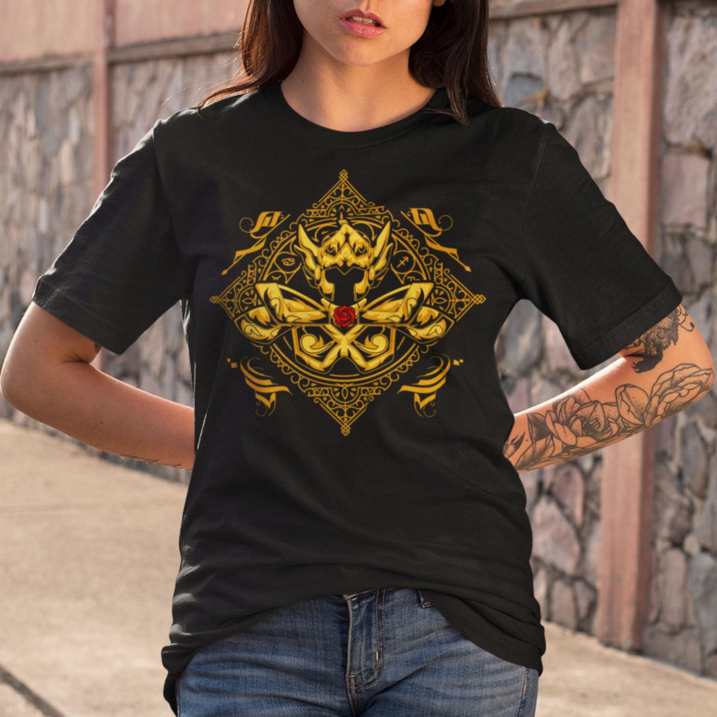 Playera Caballeros del Zodiaco Busto Armadura Dorada Piscis