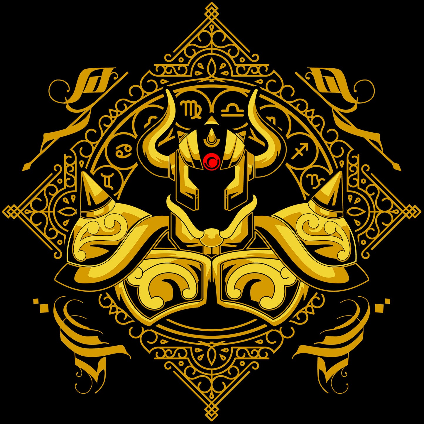 Playera Caballeros del Zodiaco Busto Armadura Dorada Tauro
