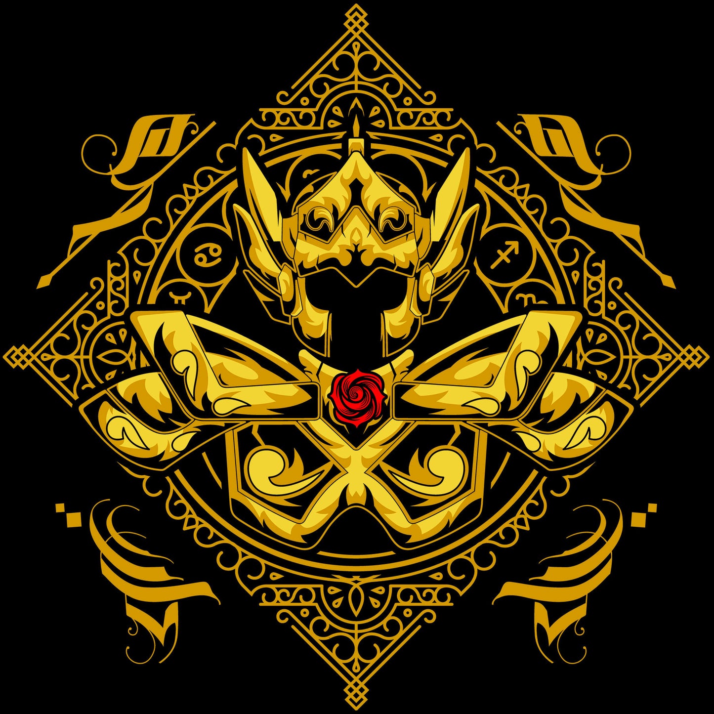 Playera Caballeros del Zodiaco Busto Armadura Dorada Piscis