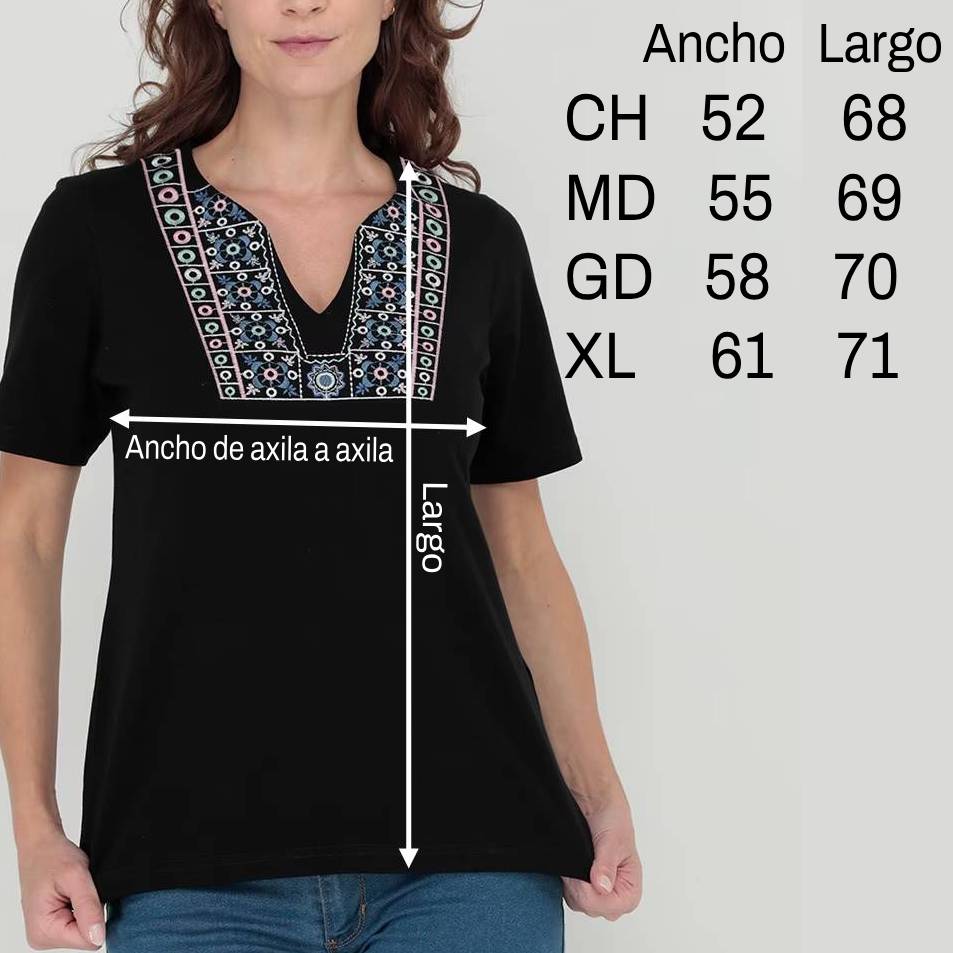 Túnica Bordada Para Mujer Blusa De Dama Casual Cuello V