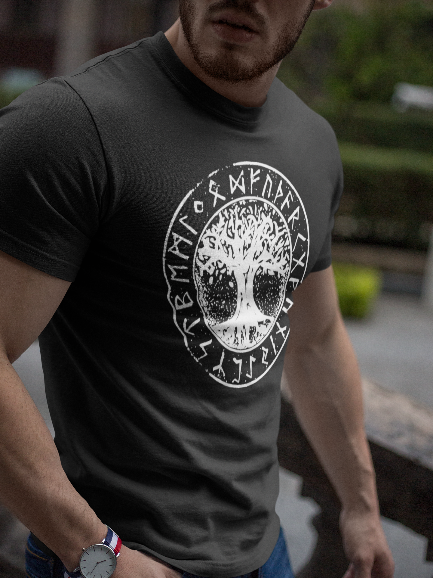 Playeras para hombre originales Yggdrasil El Árbol de la Vida Runas Nórdicas