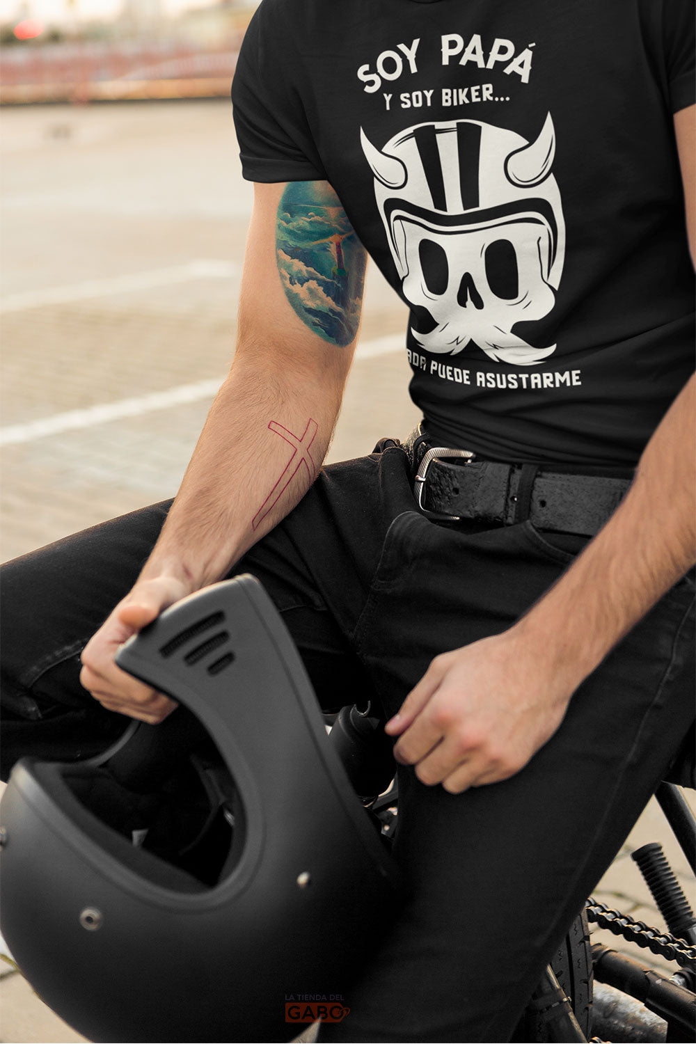 Playera Para el Día del Padre Soy Papá y Soy Biker Nada Puede Asustarme