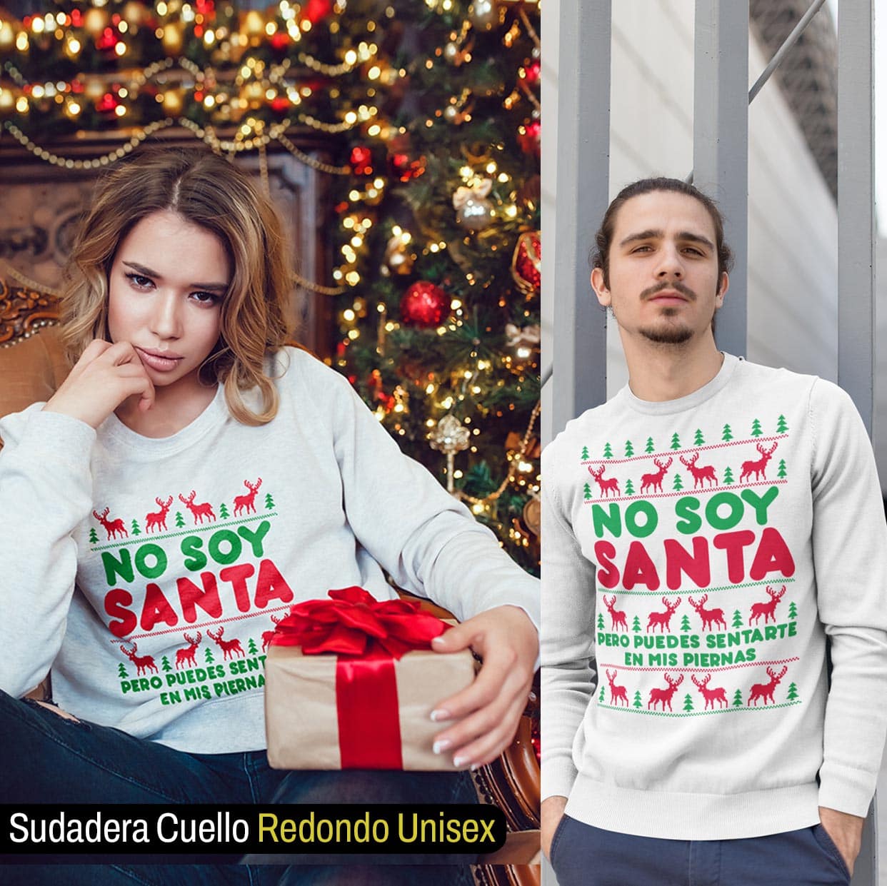 Sudadera Navideña No Soy Santa Pero Puedes Sentarte en mis Piernas