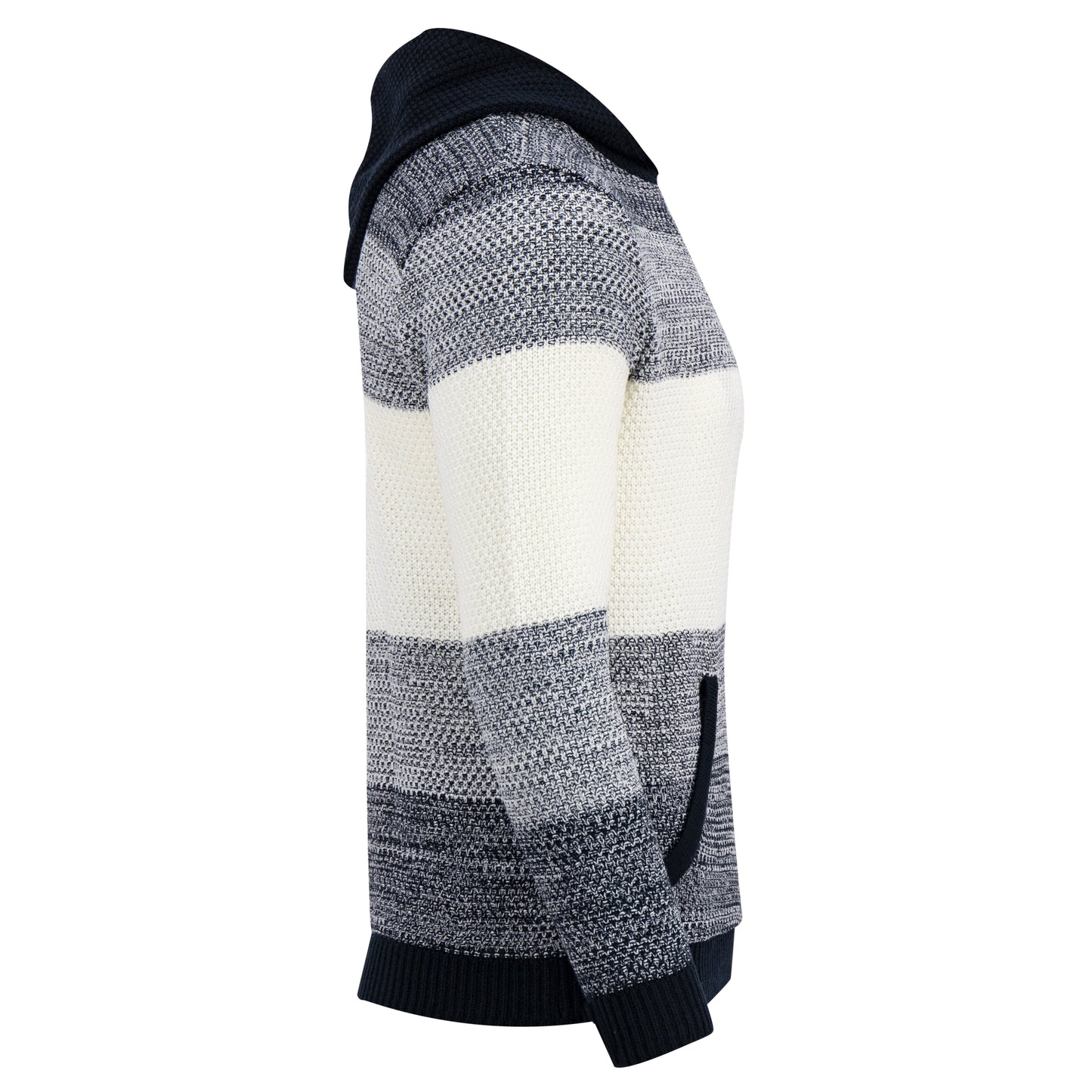 Suéter Tejido Para Hombre Multi Stripes con Gorra y Bolsa de Canguro