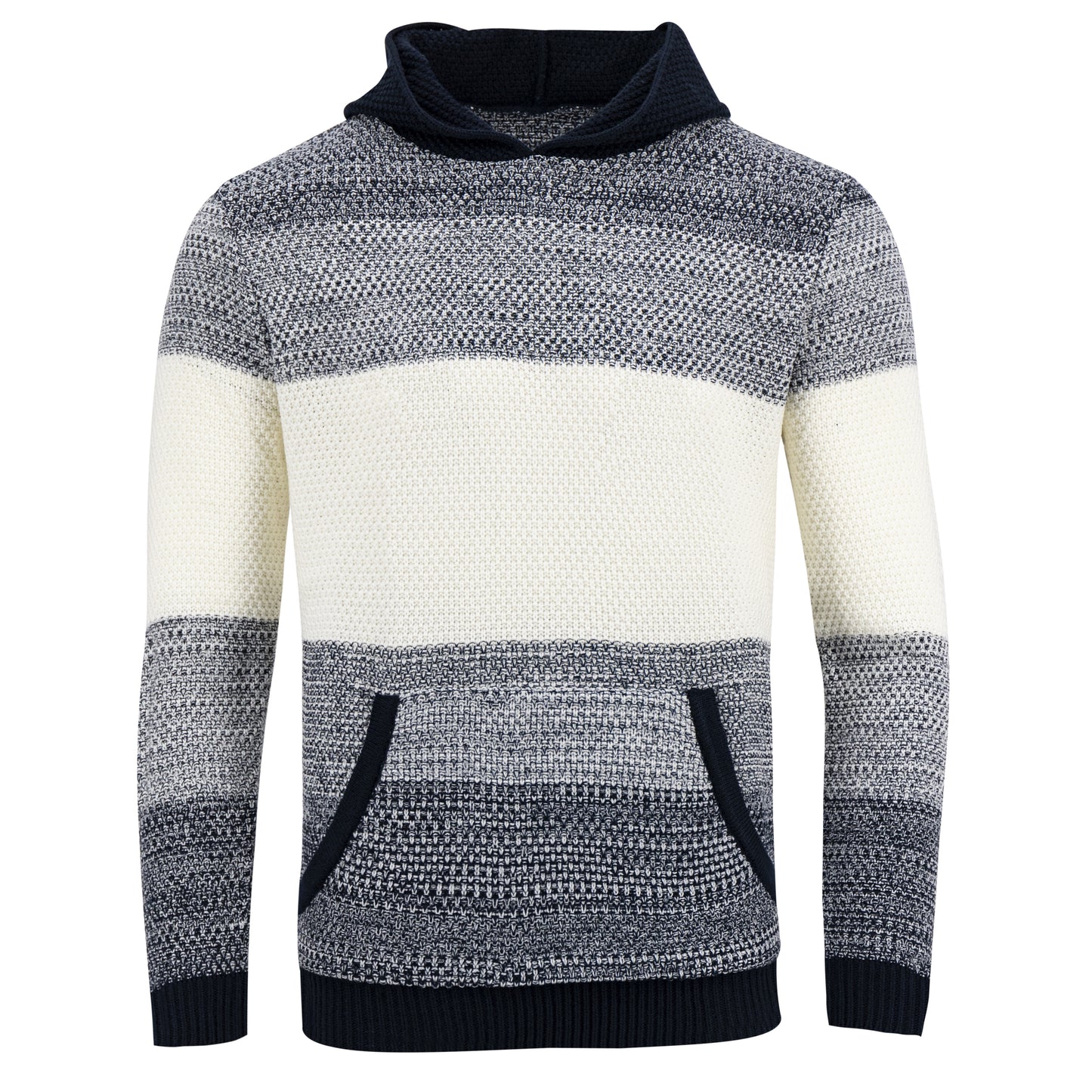 Suéter Tejido Para Hombre Multi Stripes con Gorra y Bolsa de Canguro