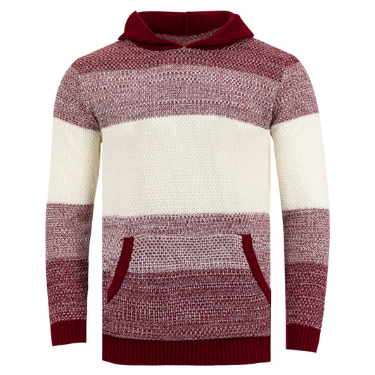 Suéter Tejido Para Hombre Multi Stripes con Gorra y Bolsa de Canguro