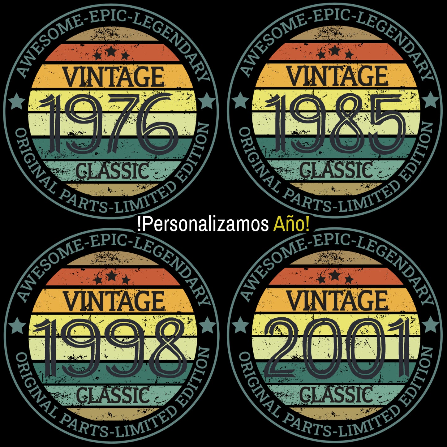 Playeras, blusas y camisetas personalizadas de cumpleaños Legendary Vintage Years Original Parts Limited Edition