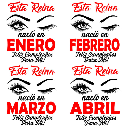 Playeras, blusas y camisetas personalizadas de cumpleaños Esta Reina Nacio En febrero marzo Feliz Cumpleaños Para Mi