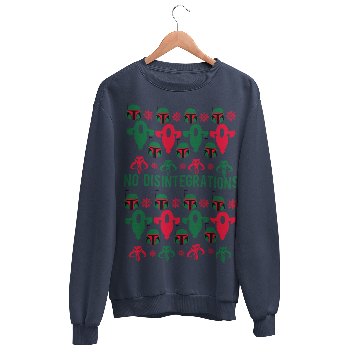 Playeras y Sudaderas Navideñas Starwars Mandalorian No Disintegrations