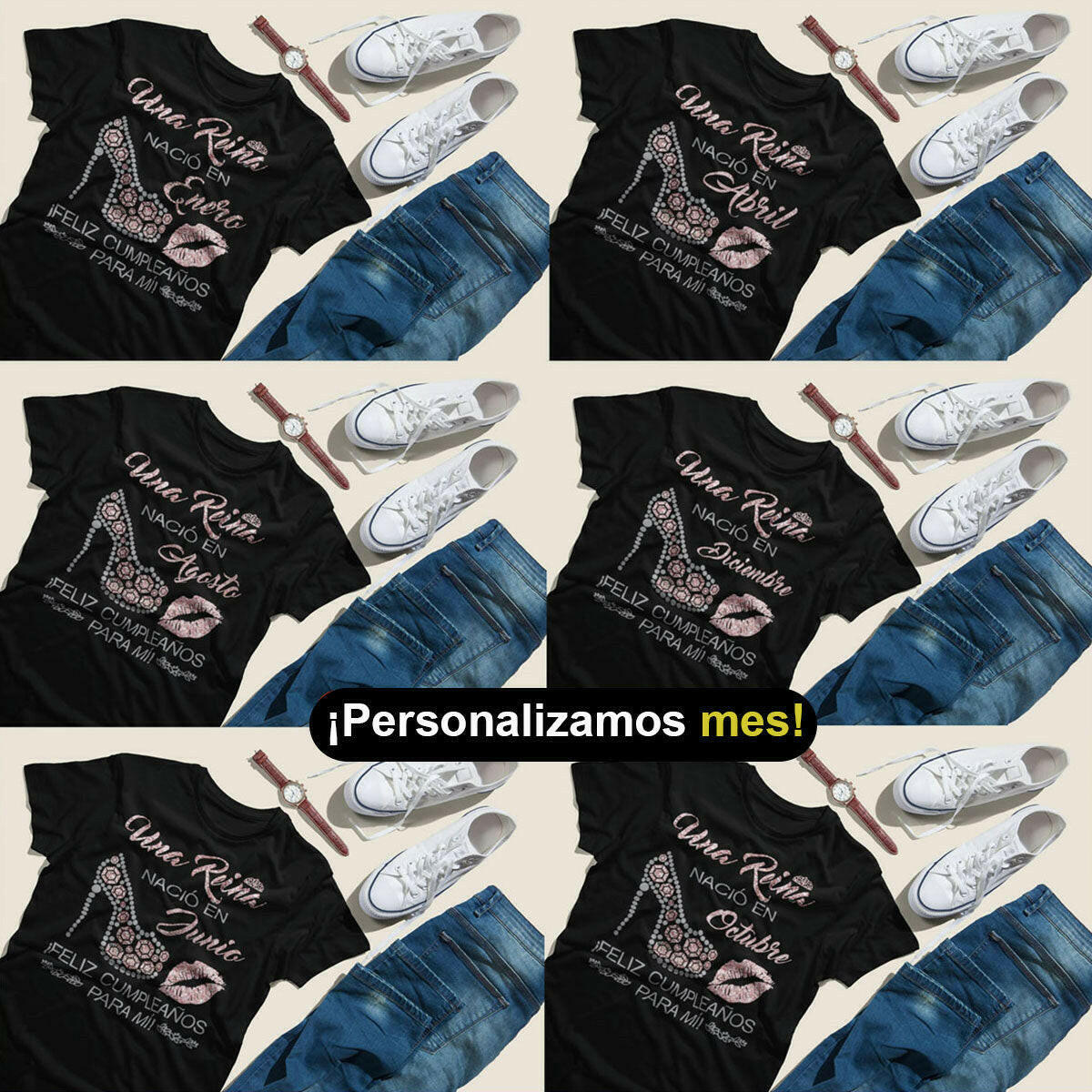 Playeras Personalizadas de Cumpleaños Una reina nacio en