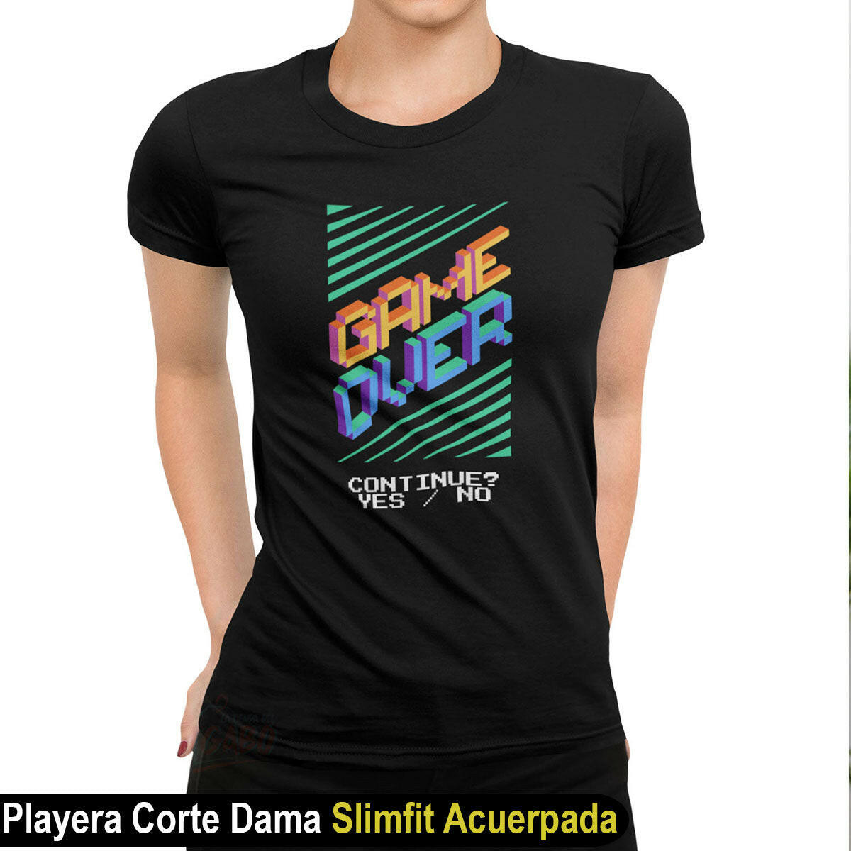 playera gamers cultura pop game over yes no