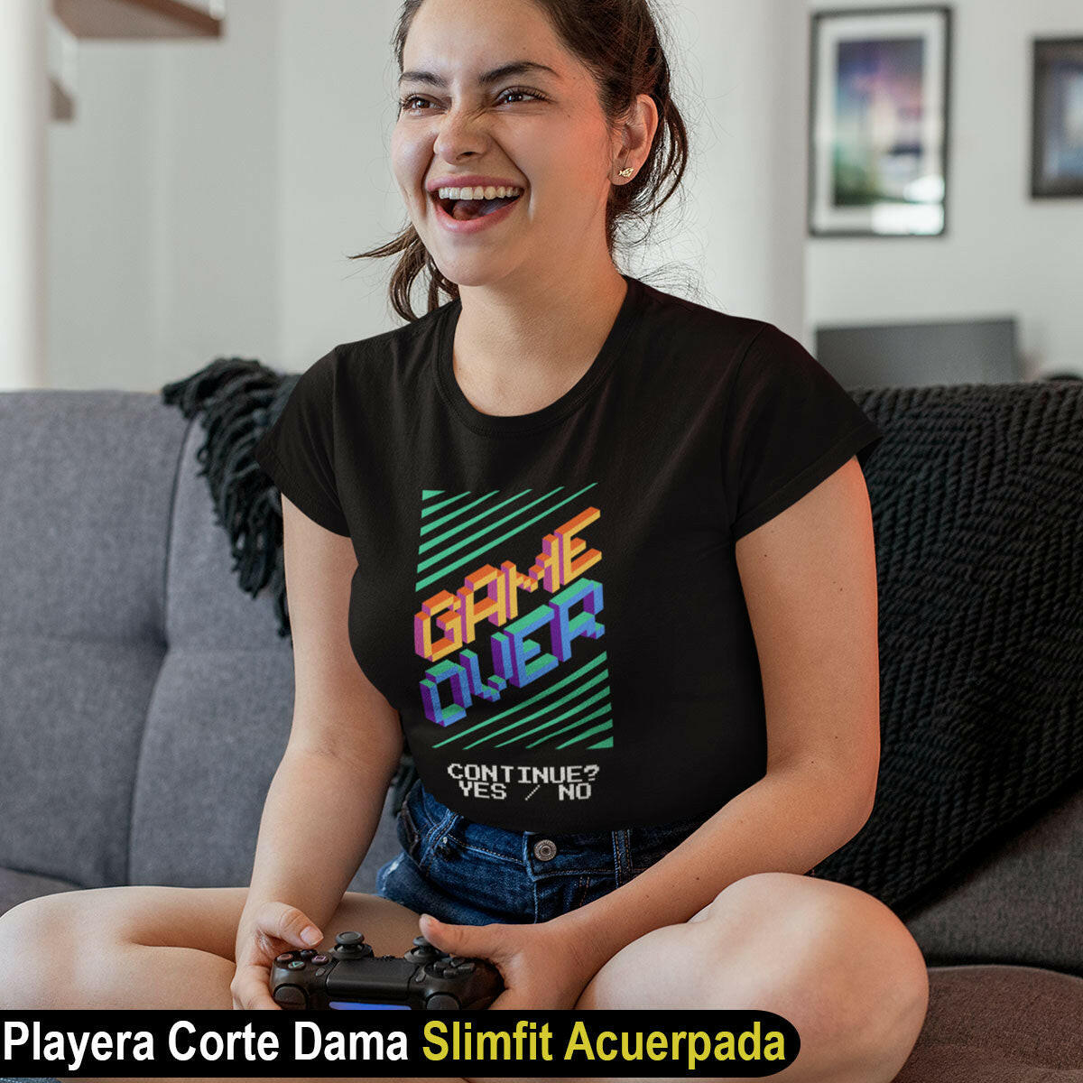 playera gamers cultura pop game over yes no
