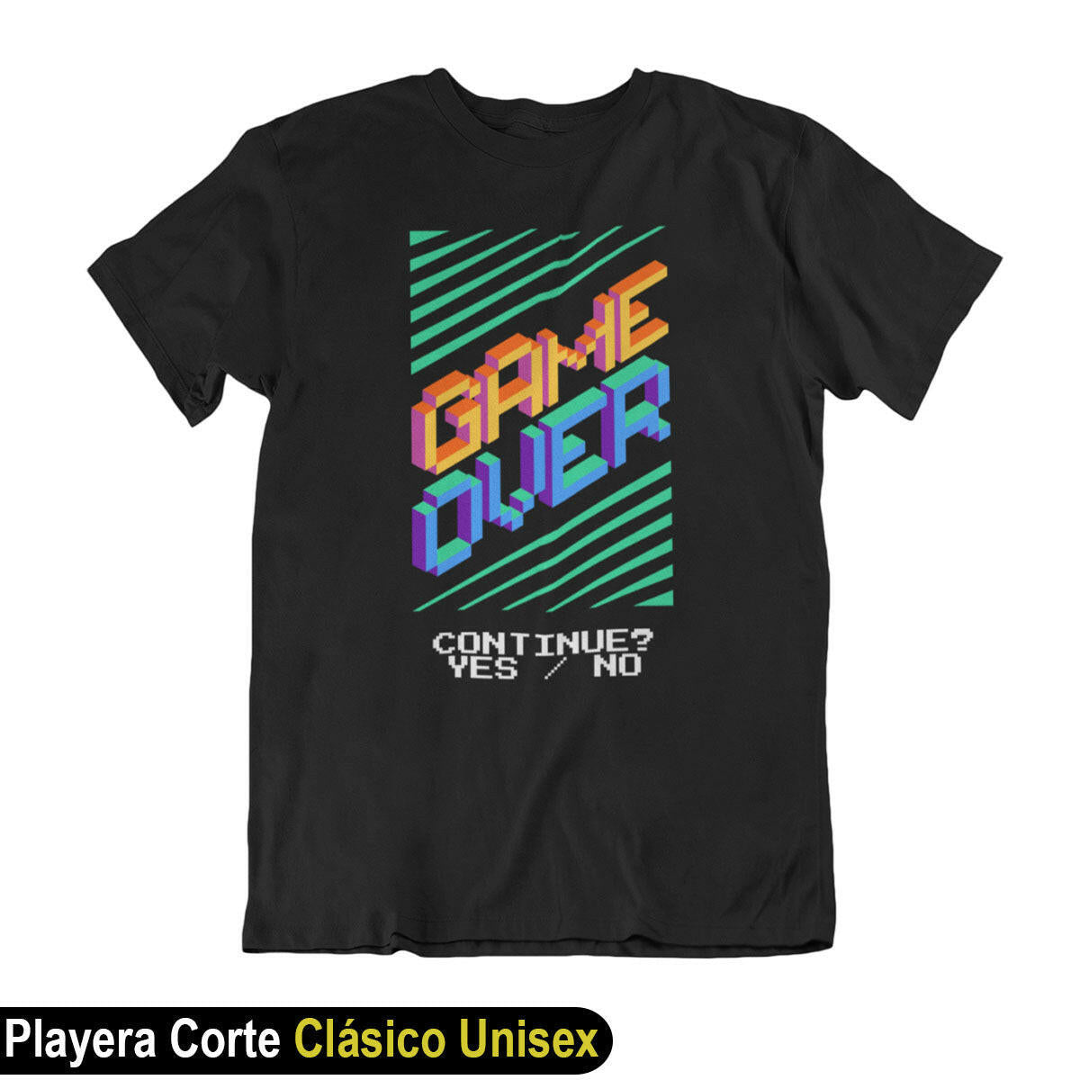 playera gamers cultura pop game over yes no