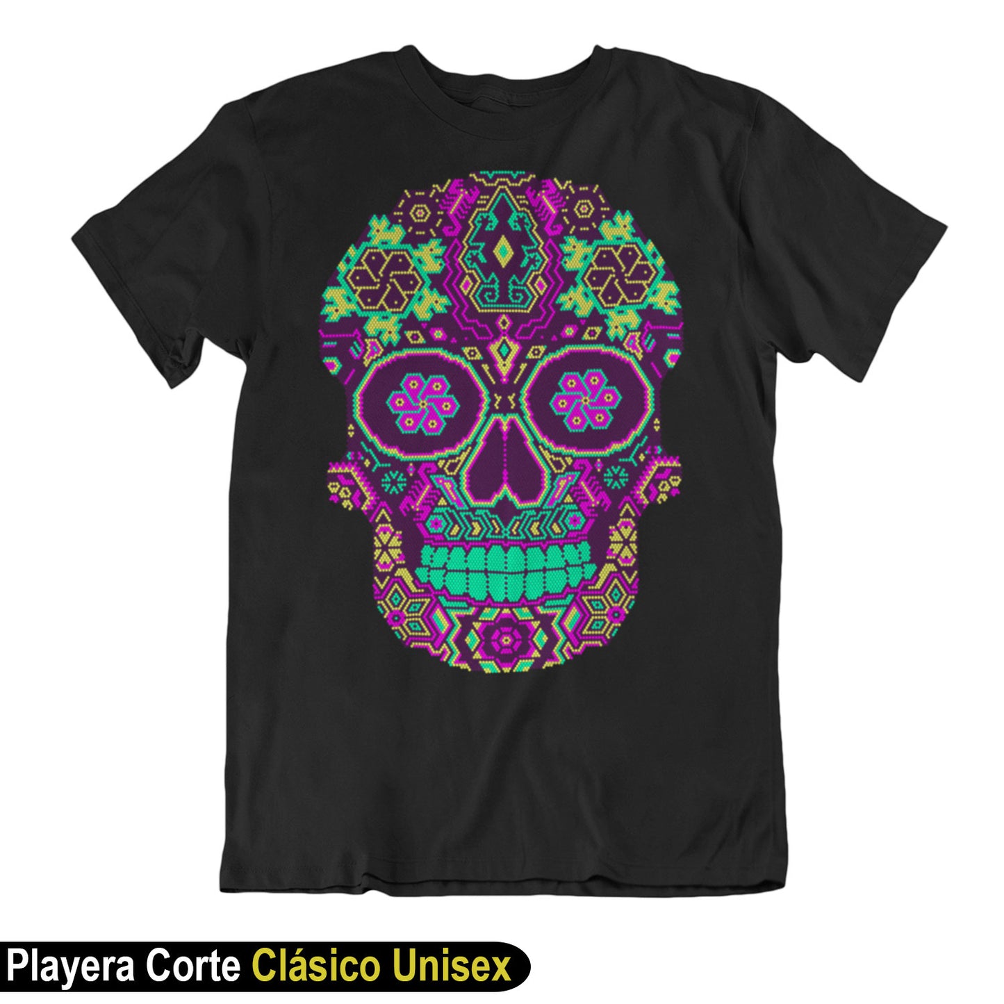 Calaverita Simulación de Bordado Huichol