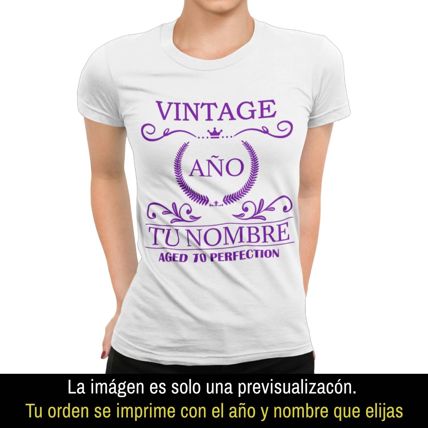 Playera Personalizada con Nombre Vintage Aged To Perfection