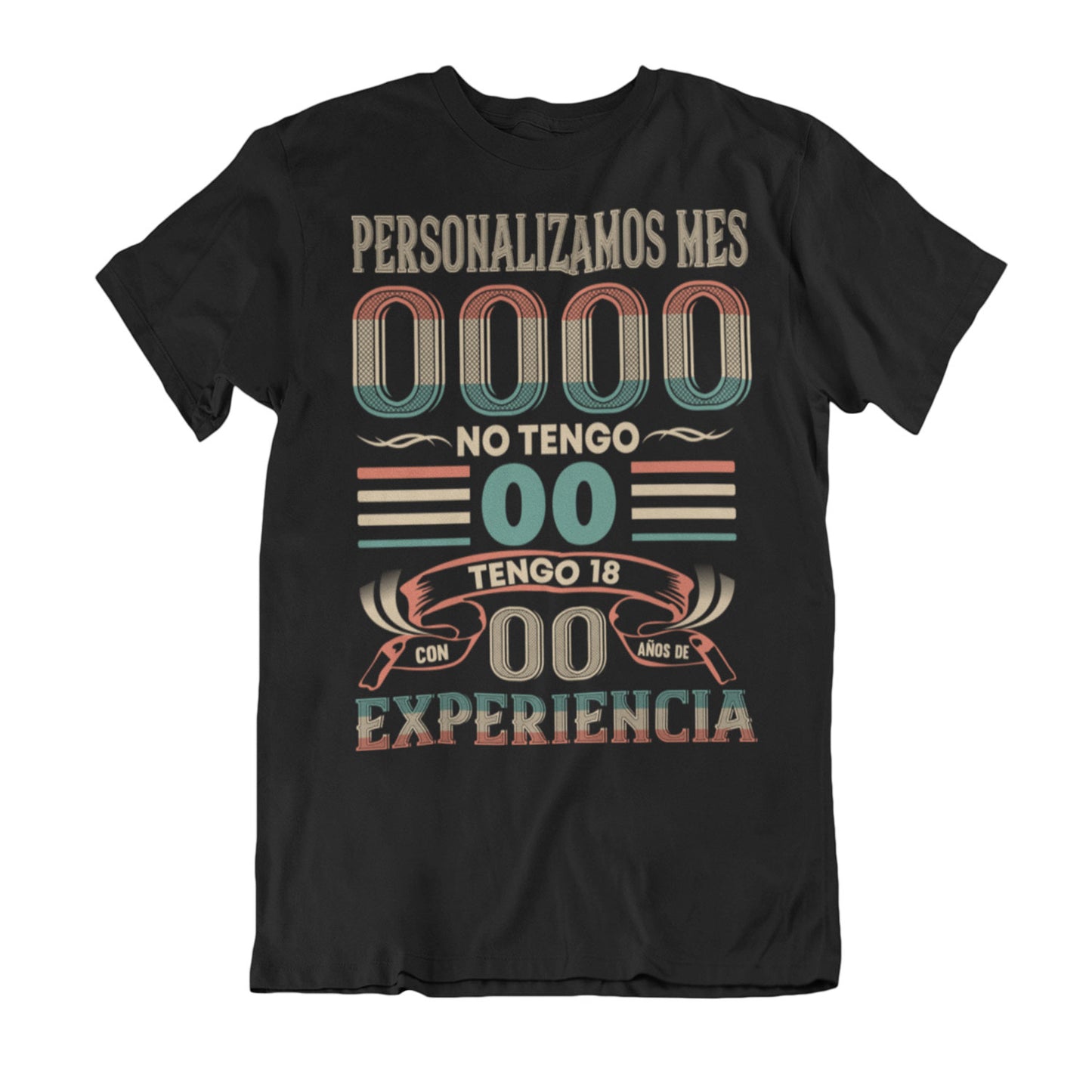 Playeras, blusas y camisetas personalizadas de cumpleaños para hombre y mujer Tengo Años de Experiencia Texas Font