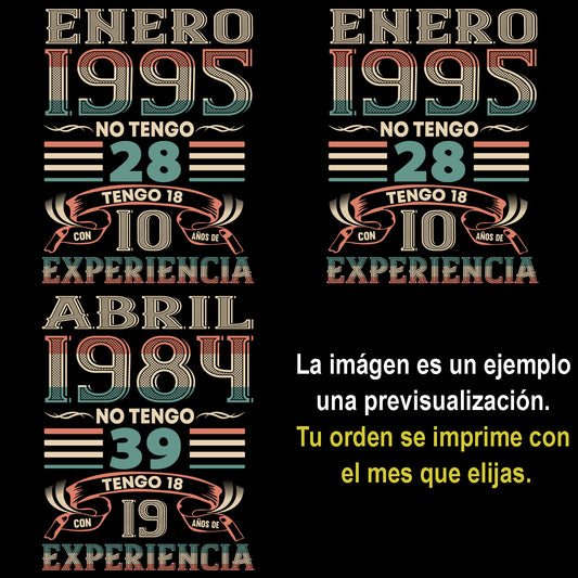 Playeras, blusas y camisetas personalizadas de cumpleaños para hombre y mujer Tengo Años de Experiencia Texas Font
