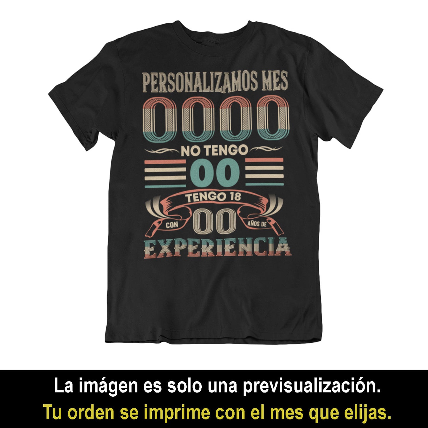 Playeras, blusas y camisetas personalizadas de cumpleaños para hombre y mujer Tengo Años de Experiencia Texas Font