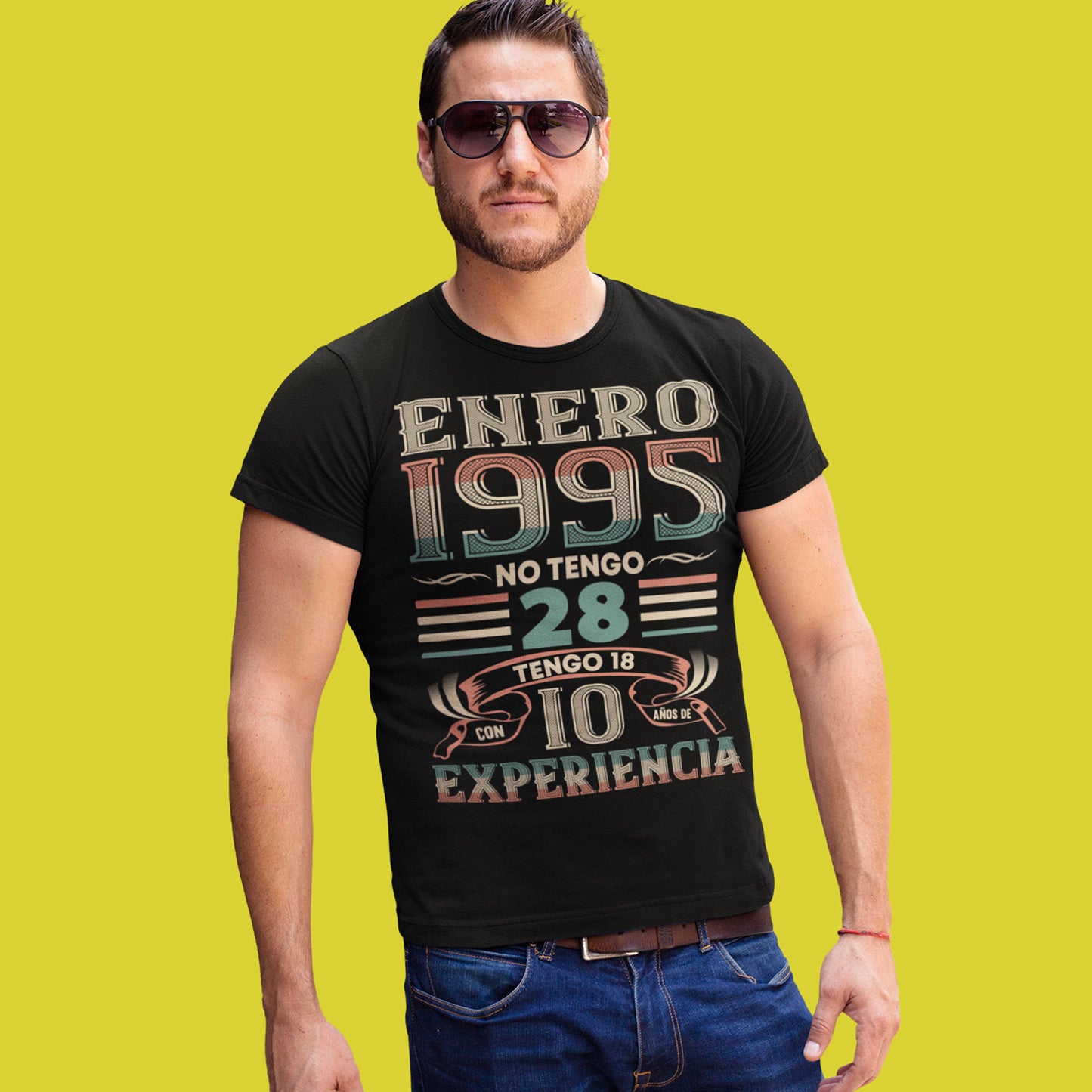 Playeras, blusas y camisetas personalizadas de cumpleaños para hombre y mujer Tengo Años de Experiencia Texas Font