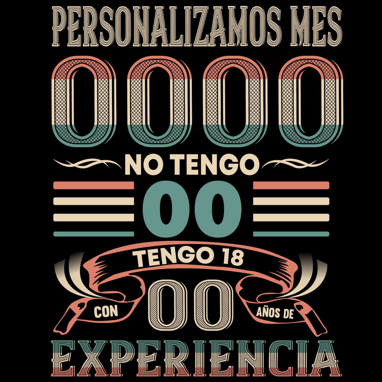 Playeras, blusas y camisetas personalizadas de cumpleaños para hombre y mujer Tengo Años de Experiencia Texas Font