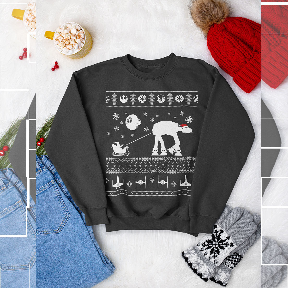 Playeras y Sudadera Navideñas Starwars AT-AT Trineo