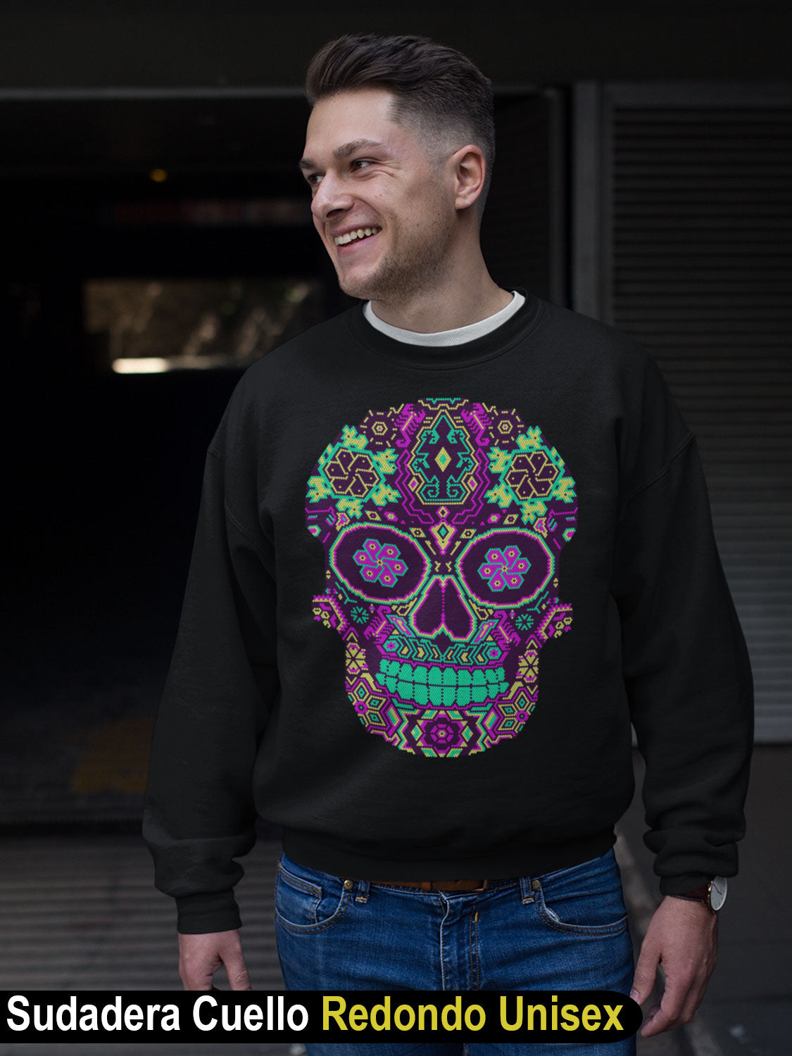 Calaverita Simulación de Bordado Huichol