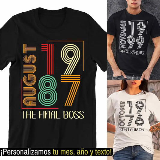 Playera Personalizada de Cumpleaños Vintage Prisma Pix Font