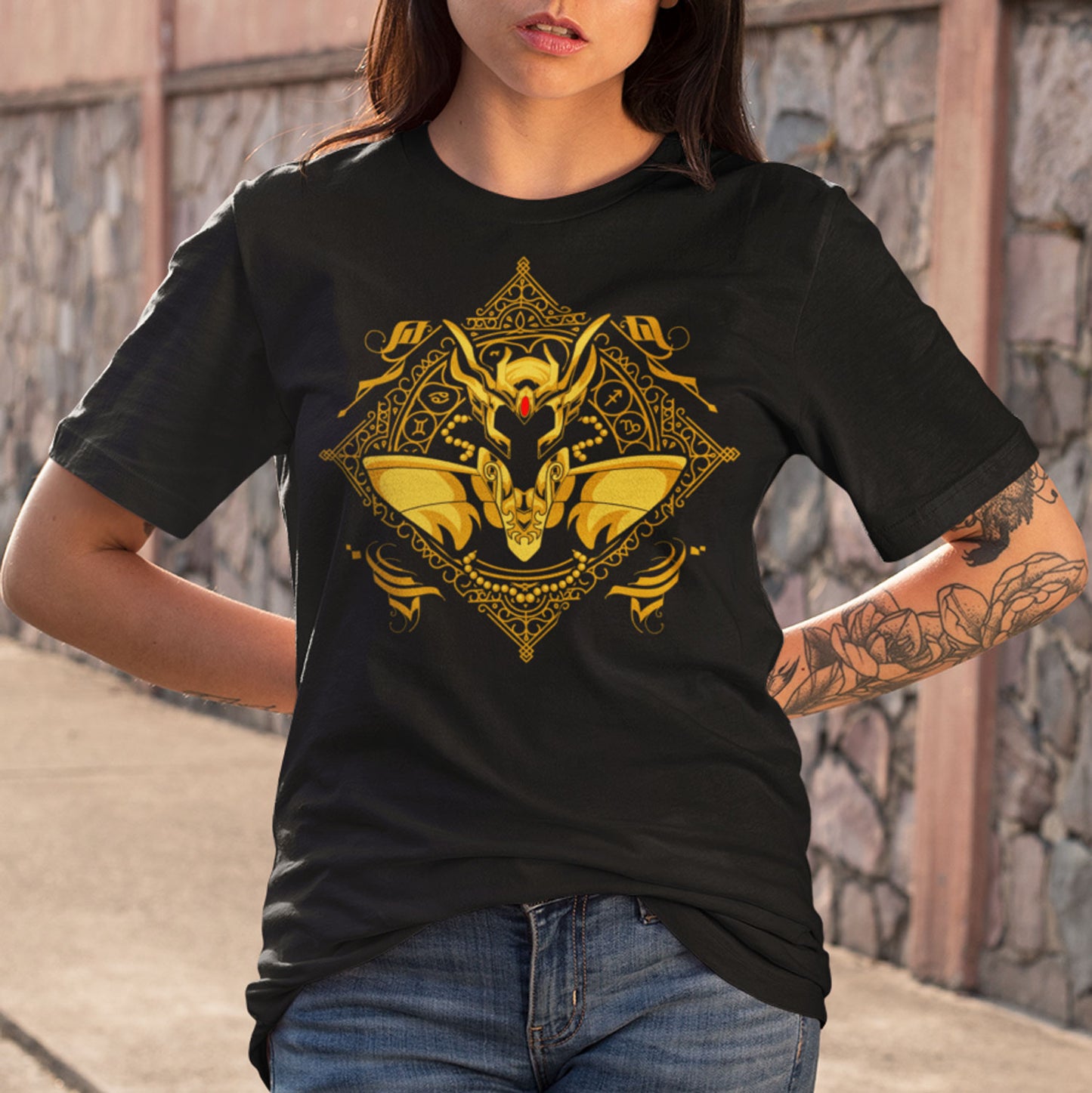 Playera Caballeros del Zodiaco Busto Armadura Dorada Virgo