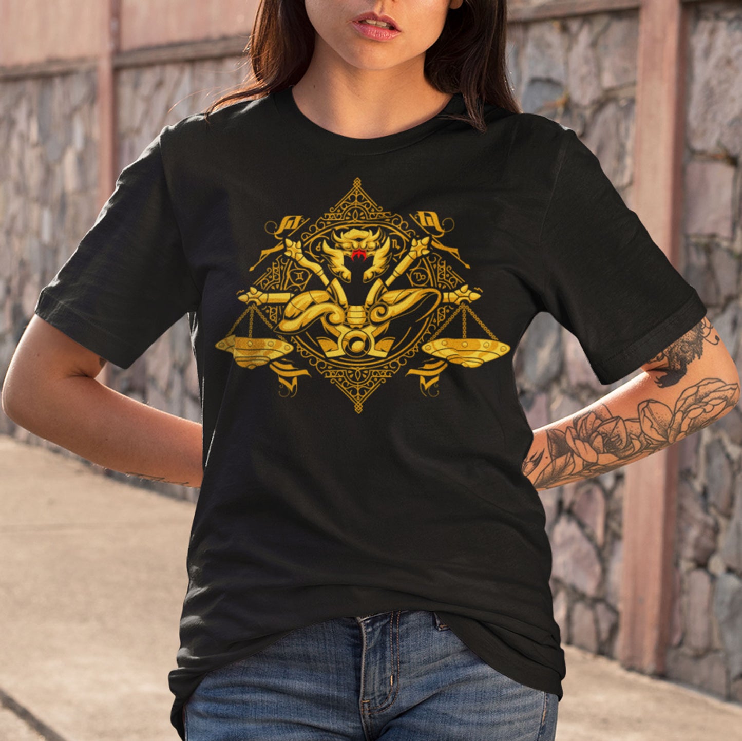 Playera Caballeros del Zodiaco Busto Armadura Dorada Libra