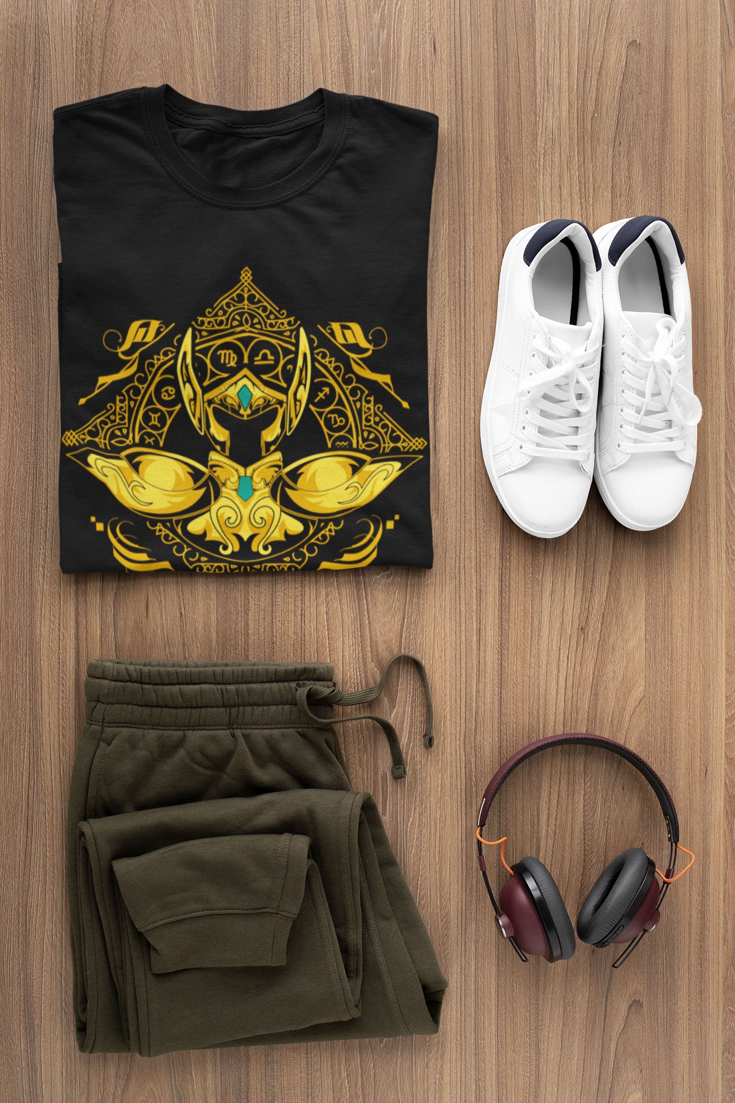 Playera Caballeros del Zodiaco Busto Armadura Dorada Acuario