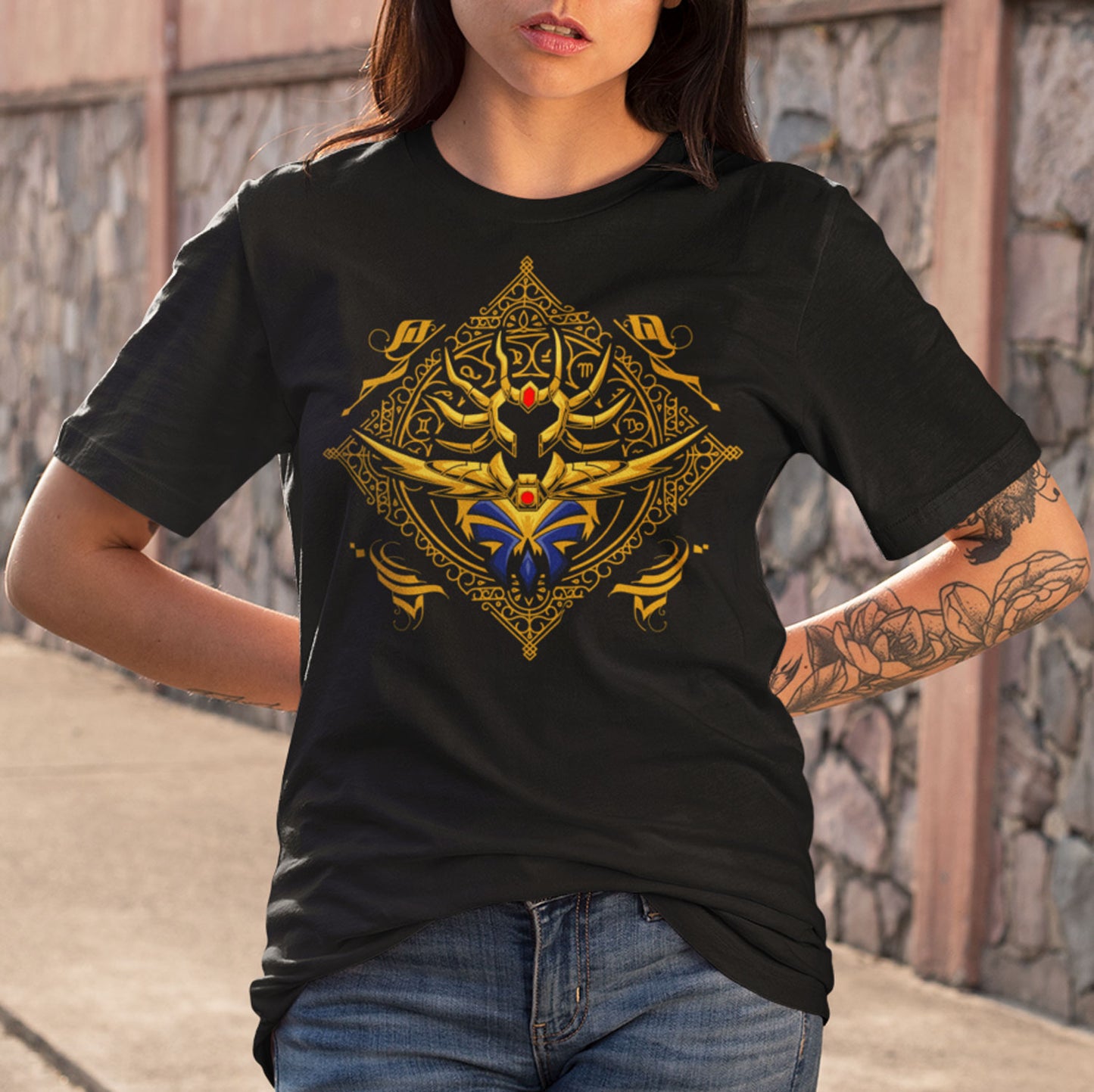 Playera Caballeros del Zodiaco Busto Armadura Dorada Cancer