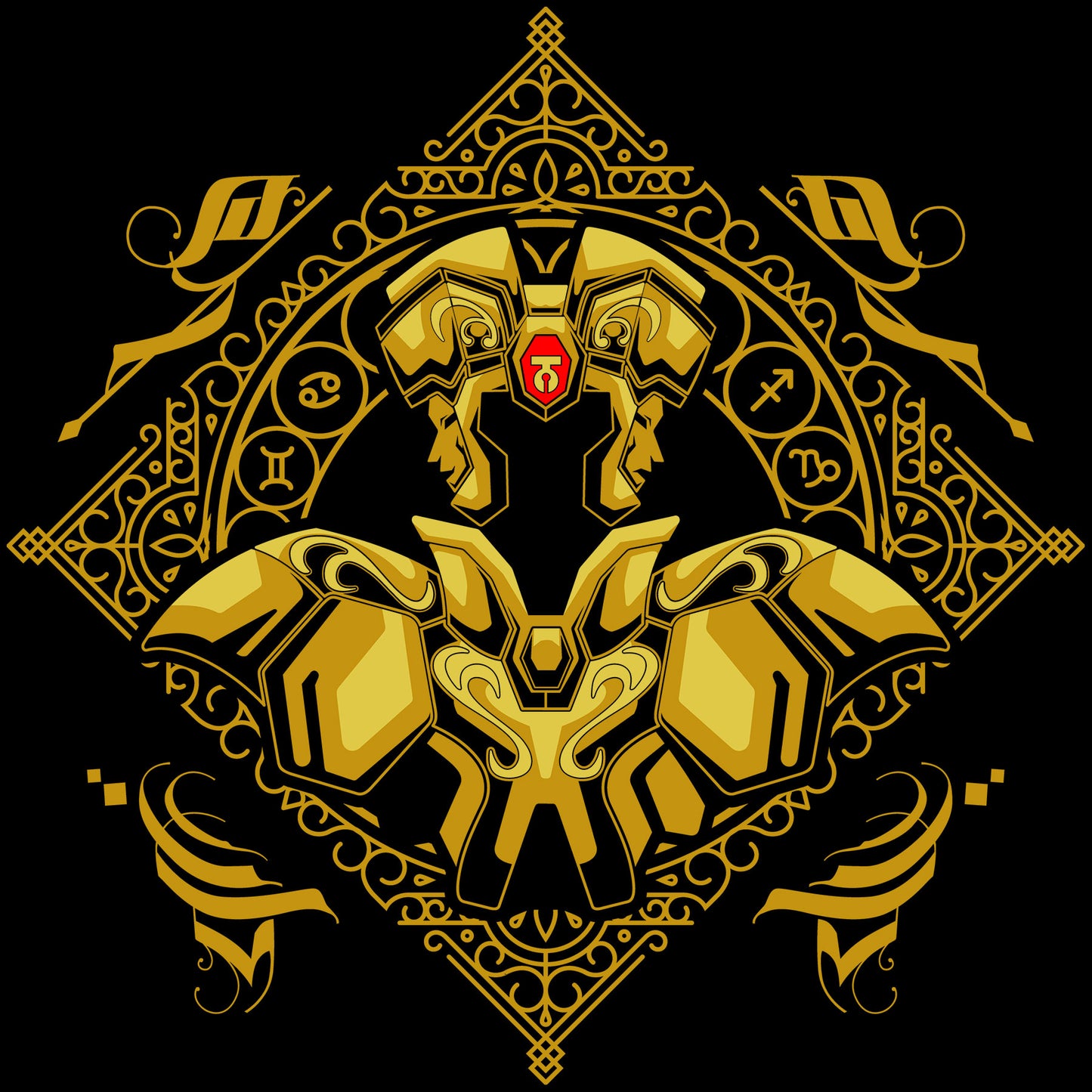 Playera Caballeros del Zodiaco Busto Armadura Dorada Geminis