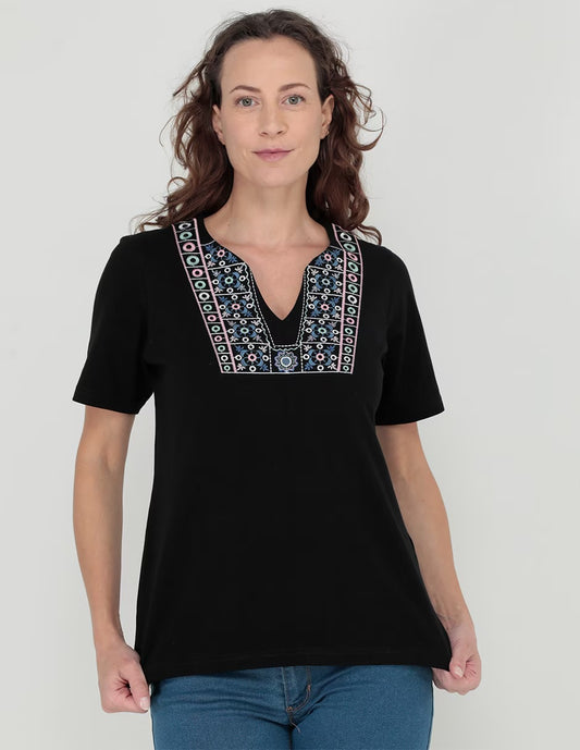 Túnica Bordada Para Mujer Blusa De Dama Casual Cuello V