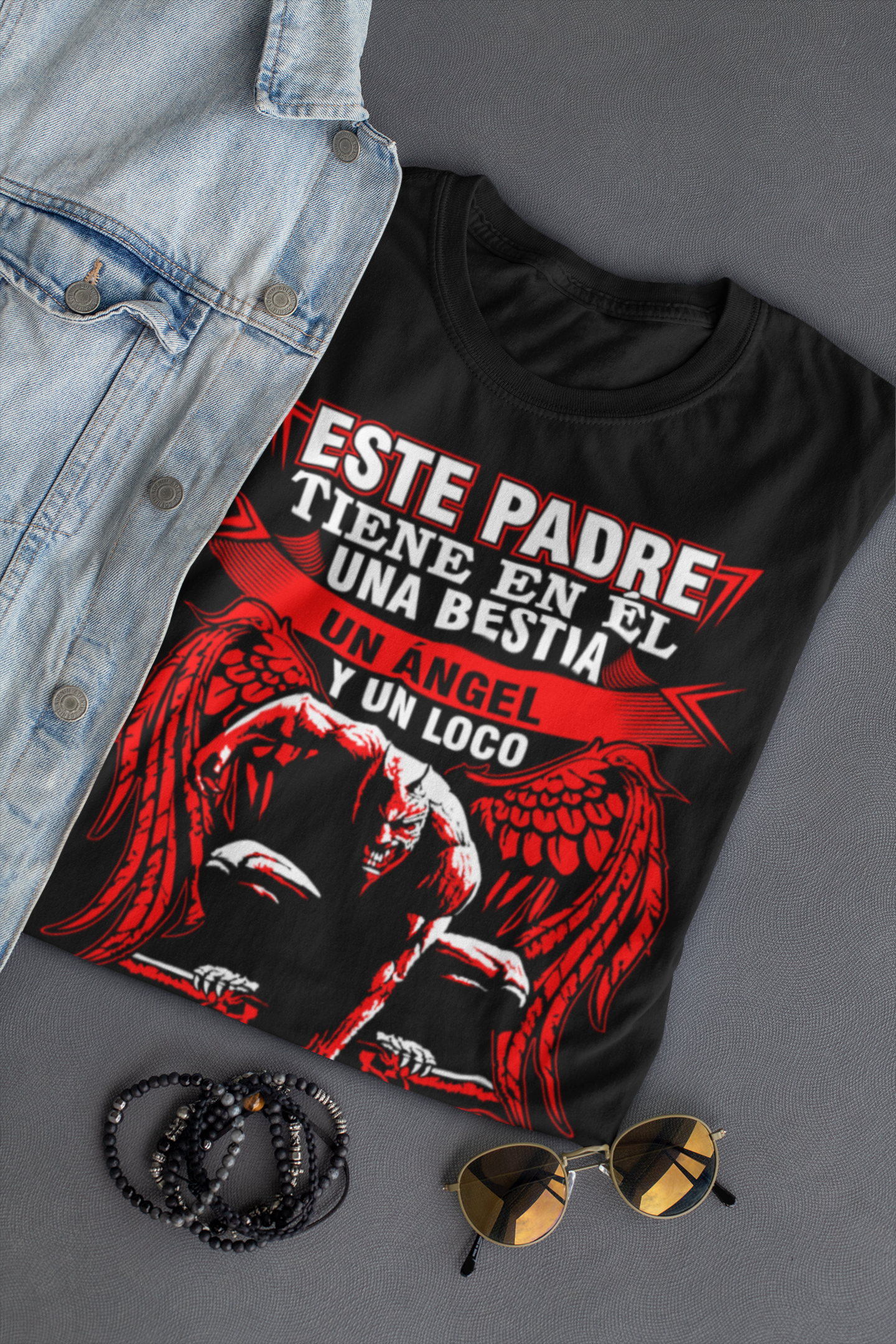 Playeras Para el Día del Padre Padre Bestia Ángel Loco Valiente Tú Eliges