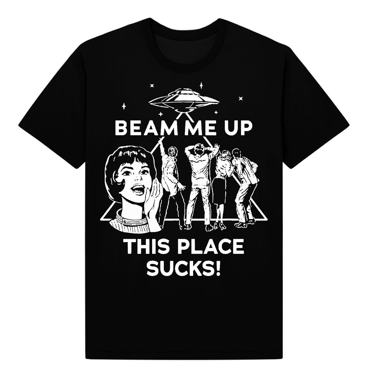 playera stranger things robin beam me up this place sucks negra