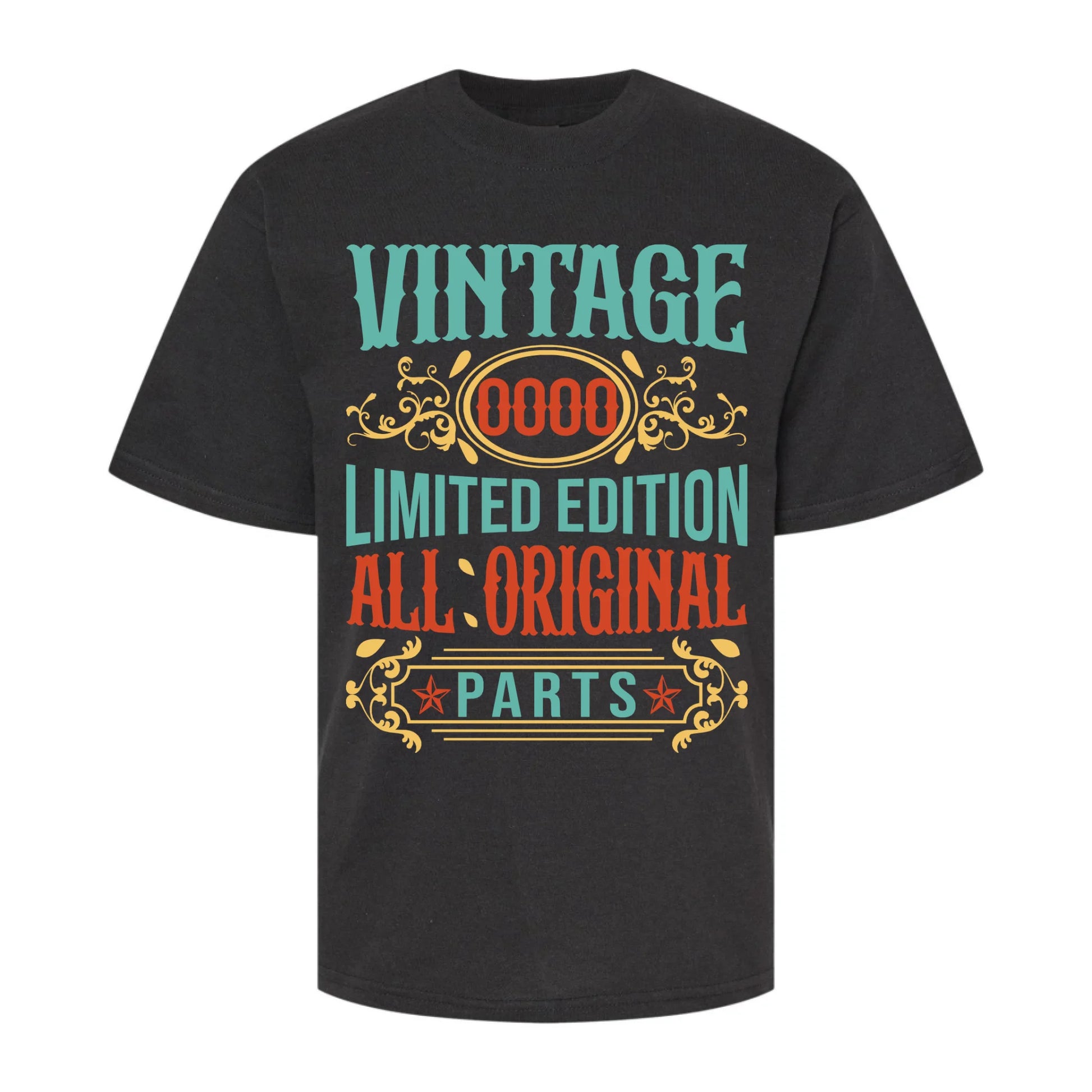 Camiseta negra All Original Parts con diseño vintage para cumpleaños de niños