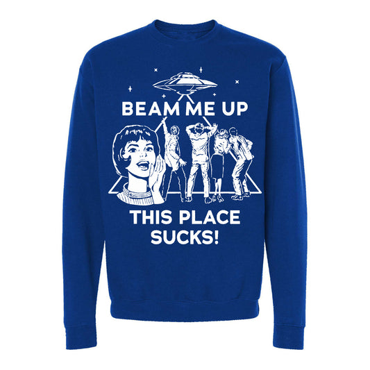 sudadera stranger things robin beam me up this place sucks azul