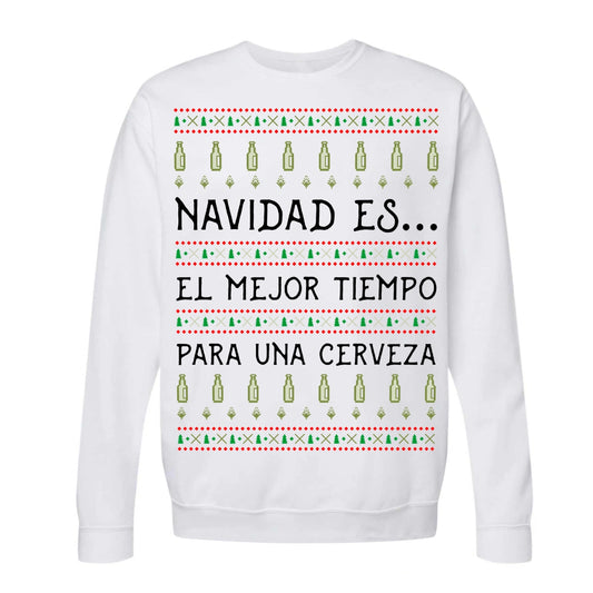 sudadera navideña blanca