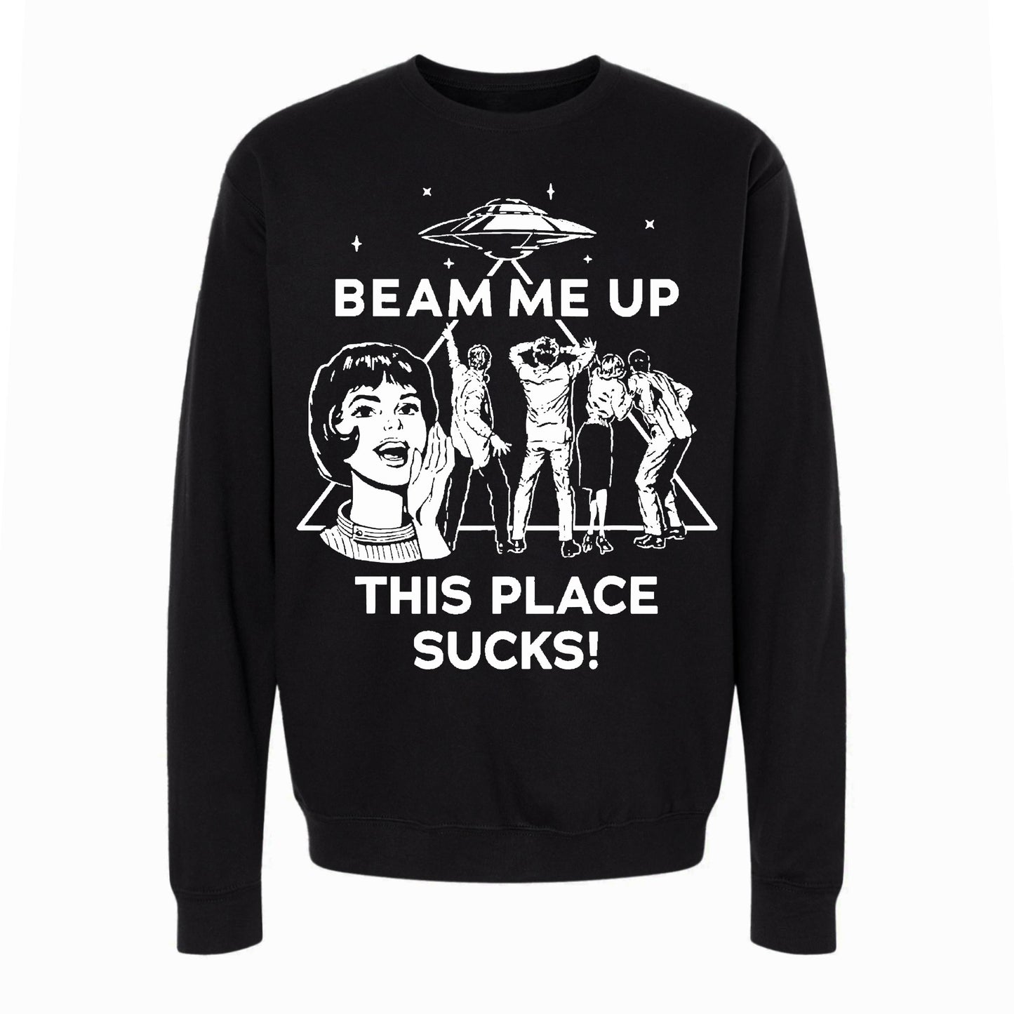 sudadera stranger things robin beam me up this place sucks negra