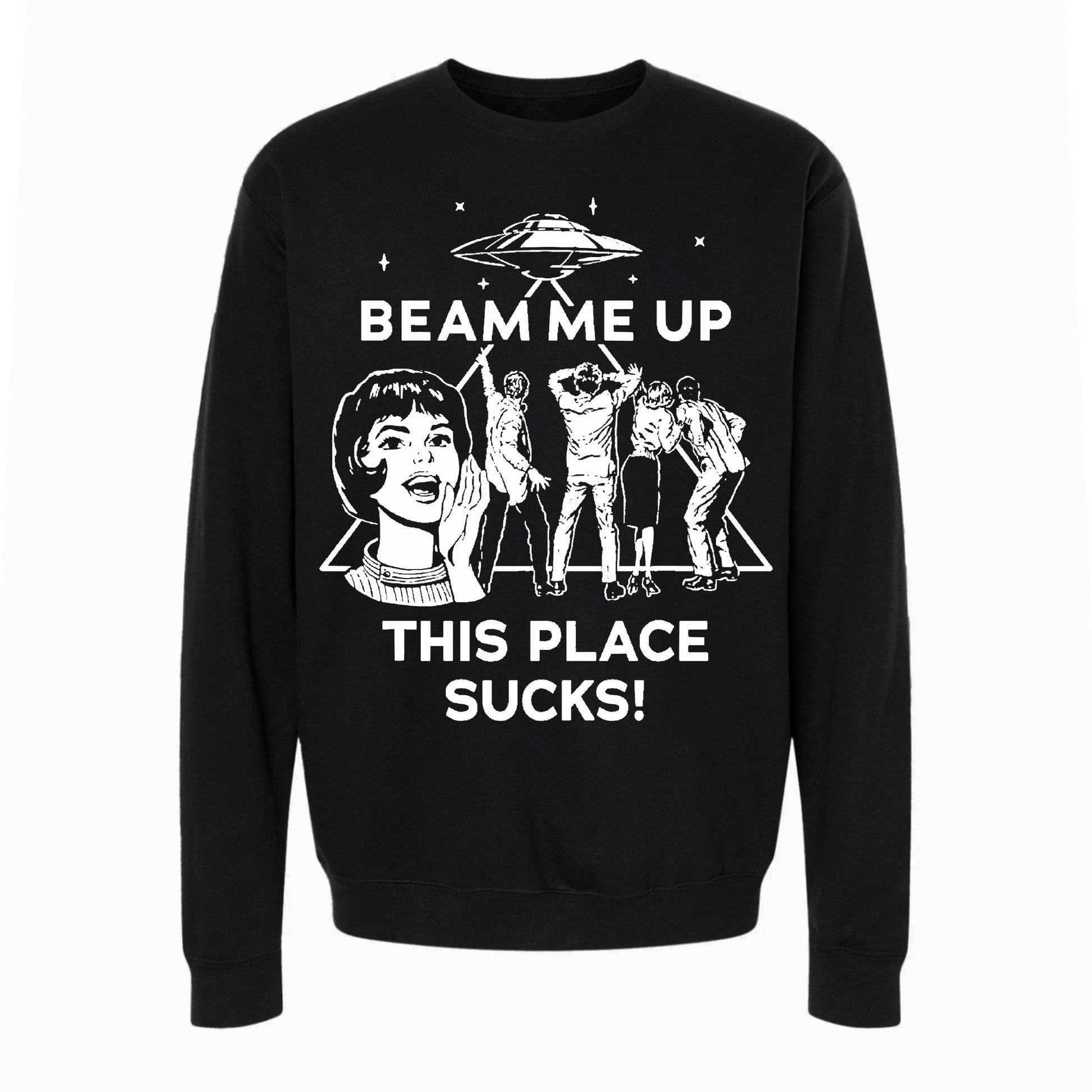 sudadera stranger things robin beam me up this place sucks negra