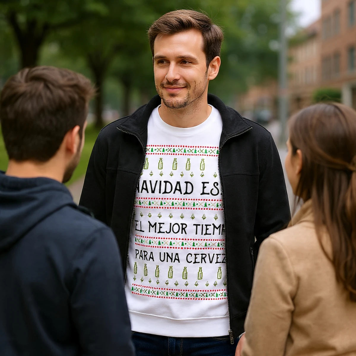 sudadera navideña color blanco