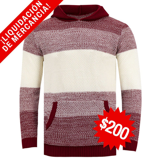 Suéter Tejido Para Hombre Multi Stripes con Gorra y Bolsa de Canguro