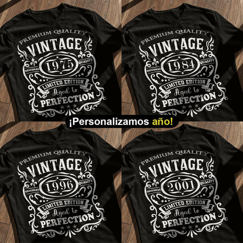 Playeras, blusas y camisetas personalizadas de cumpleaños para hombre y mujer Premium Quality Vintage Limited Edition Aged To Perfection